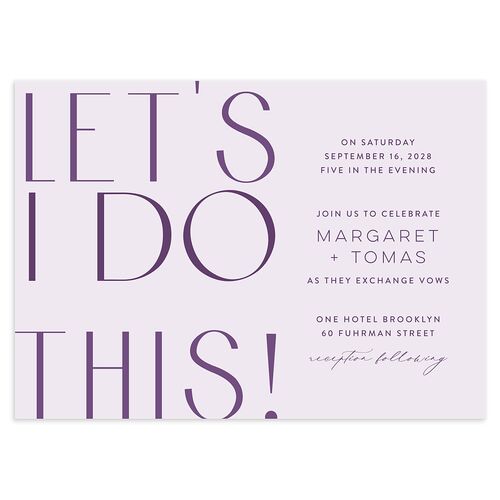 Real Talk Wedding Invitations Sheer Lilac Signature Blank No Standard