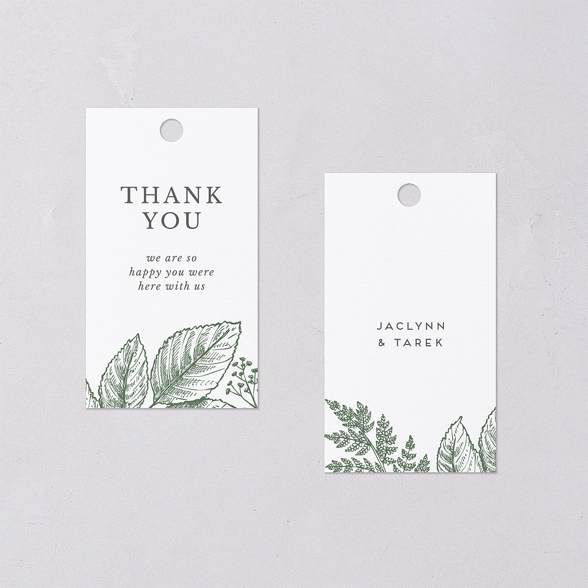 Botanical Frame Favor Gift Tags Hunter Green Signature