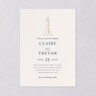 Elegant Lighthouse Foil Wedding Invitations Gold Maritime Signature Blank No Standard