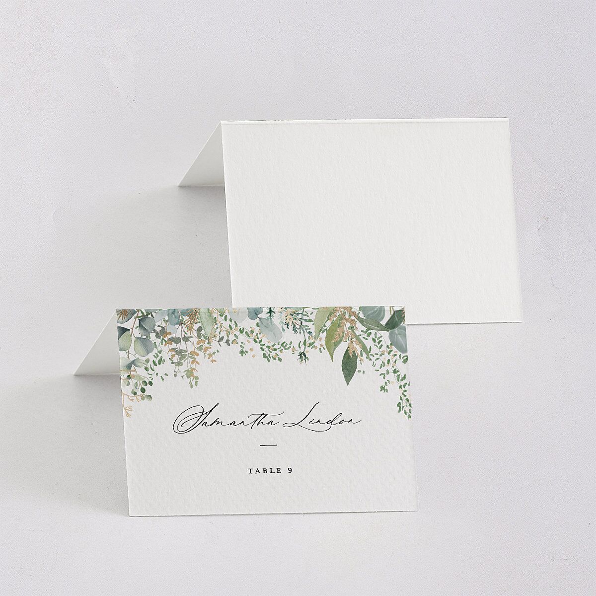 Shining Greenery Place Cards Gold Off-White Signature