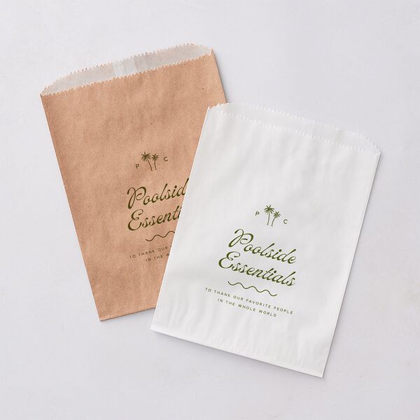 Cabana Stripes Wedding Day Paper Favor Bags Olive White Wax-Lined Food Safe Paper