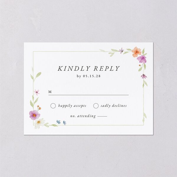 Classic Wildflower Frame Wedding Response Cards Amethyst Signature Standard