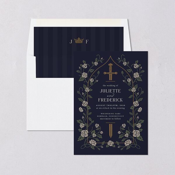 Sword and Roses Fantasy Garden Envelope Liners Dark Navy Standard