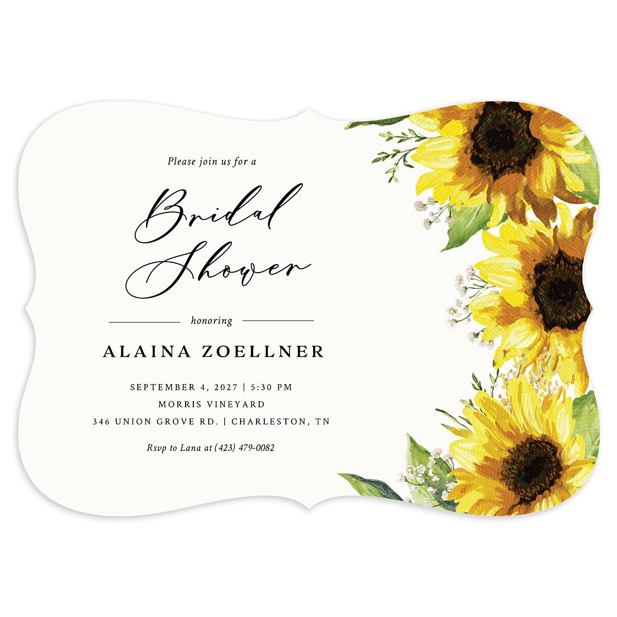 Rustic Sunflower Bridal Shower Invitations