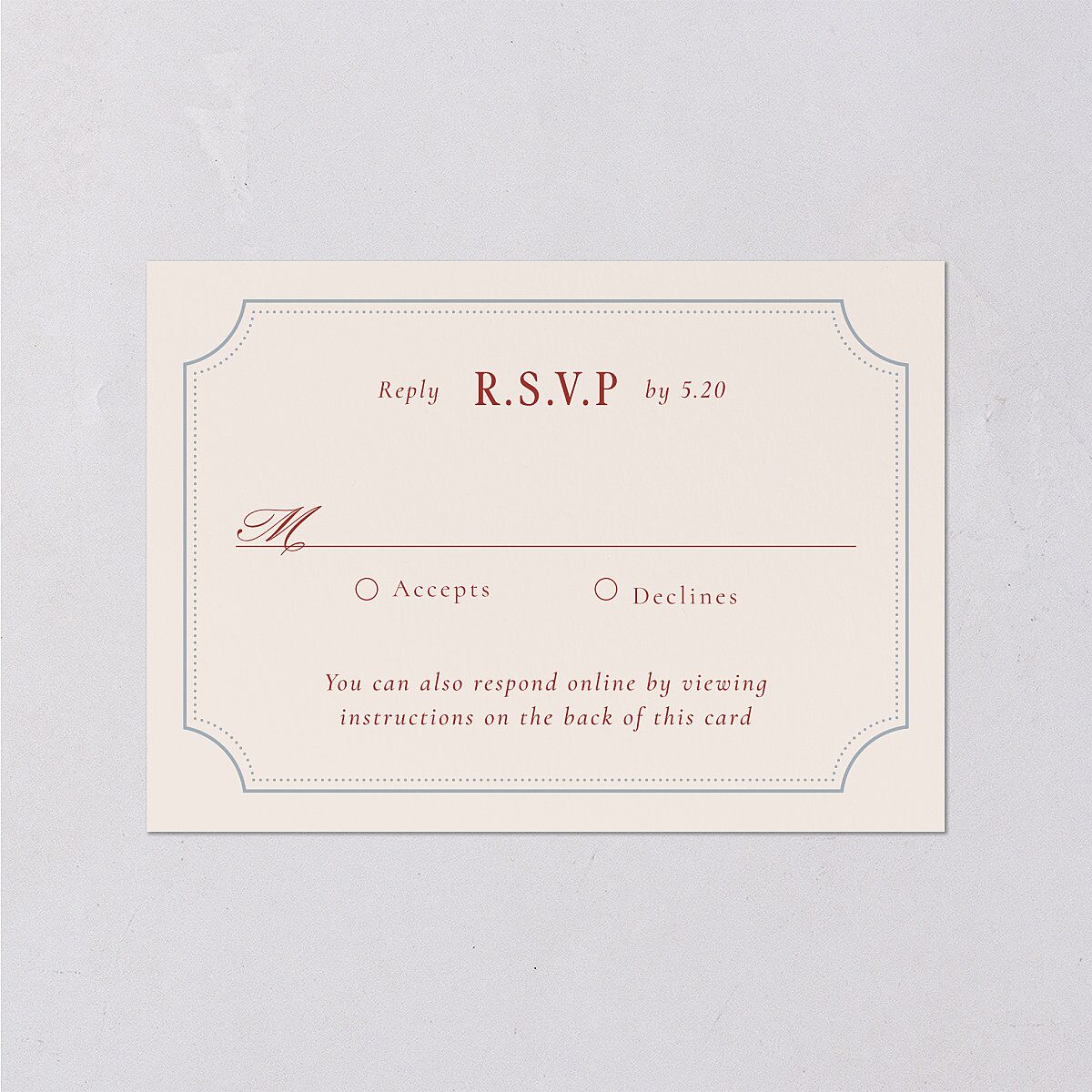 Vintage Vase Wedding Response Cards Burgundy Signature Standard