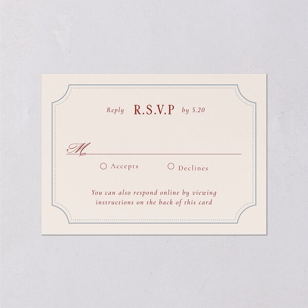 Vintage Vase Wedding Response Cards Burgundy Signature Standard