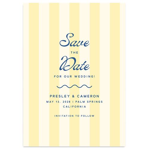 Cabana Stripes Save the Date Cards Lemon Signature smooth Blank Standard