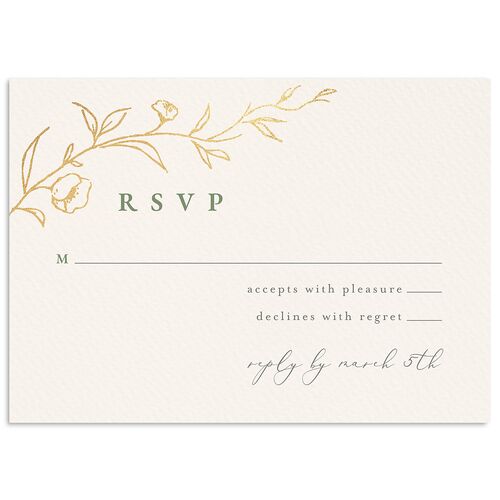 Graceful Botanical Foil Wedding Response Cards Greenery Gold Signature Standard