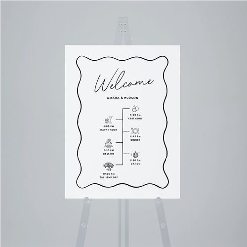 Hand Drawn Wavy Border Standard Welcome Sign Medium Pure White Standard Indoor Foam Core M Welcome