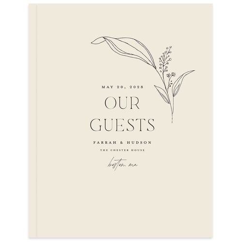 Minimalist Accent Leaf Guest Books Linen