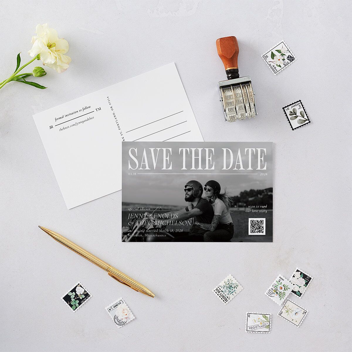 Magazine Cover Save the Date Postcards Licorice