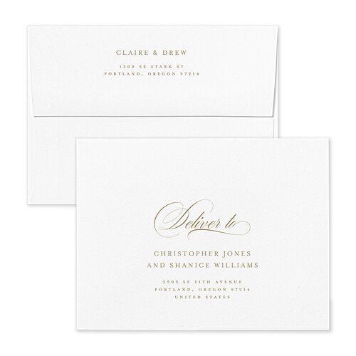 Classic Calligraphy Thank You Card Envelopes White Fawn Both Recipient and Return Addresses Signature Standard