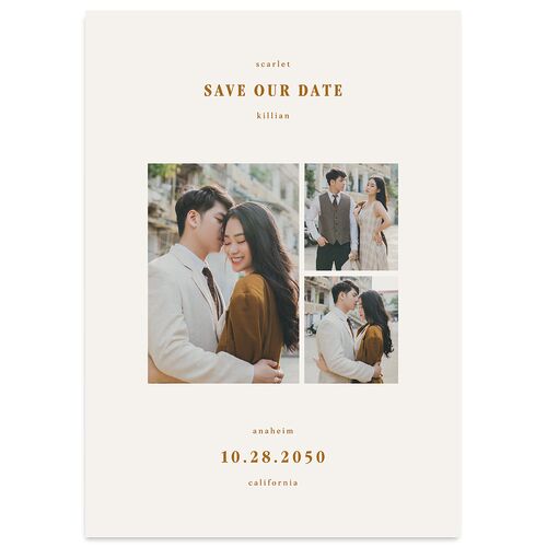 Elegant Minimalist Photo Save the Date Cards Saddle Signature smooth Blank No Standard