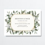 Eucalyptus Frame Save The Date Cards Pure White Signature smooth No Standard