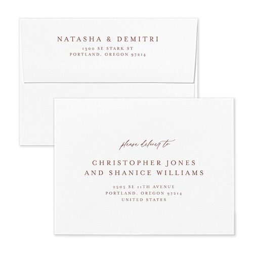 Botanical Monogram Save the Date Petite Card Envelopes Rose Rust Recipient Address Signature Standard