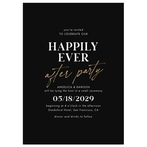 Happily Ever After Party  Wedding Invitations Licorice Signature Blank No Standard