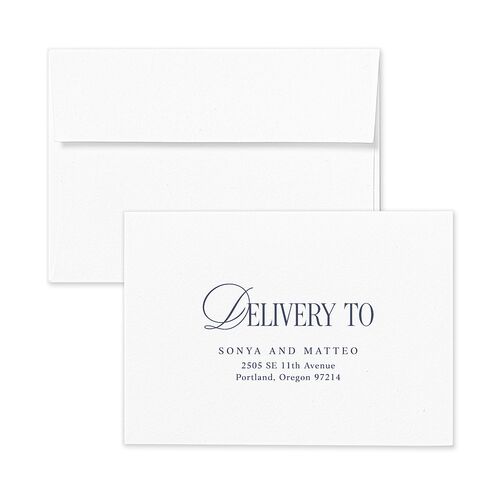 Luxury Editorial Photo Response Card Envelopes White Navy Return Address Signature Standard