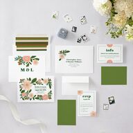 Retro Bloom Wedding Invitations Scottish Green Signature Blank No Standard