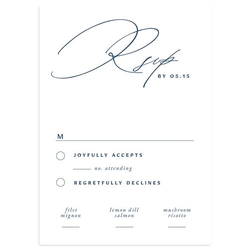 Simply Classic Wedding Response Cards Ink Blue Signature Standard