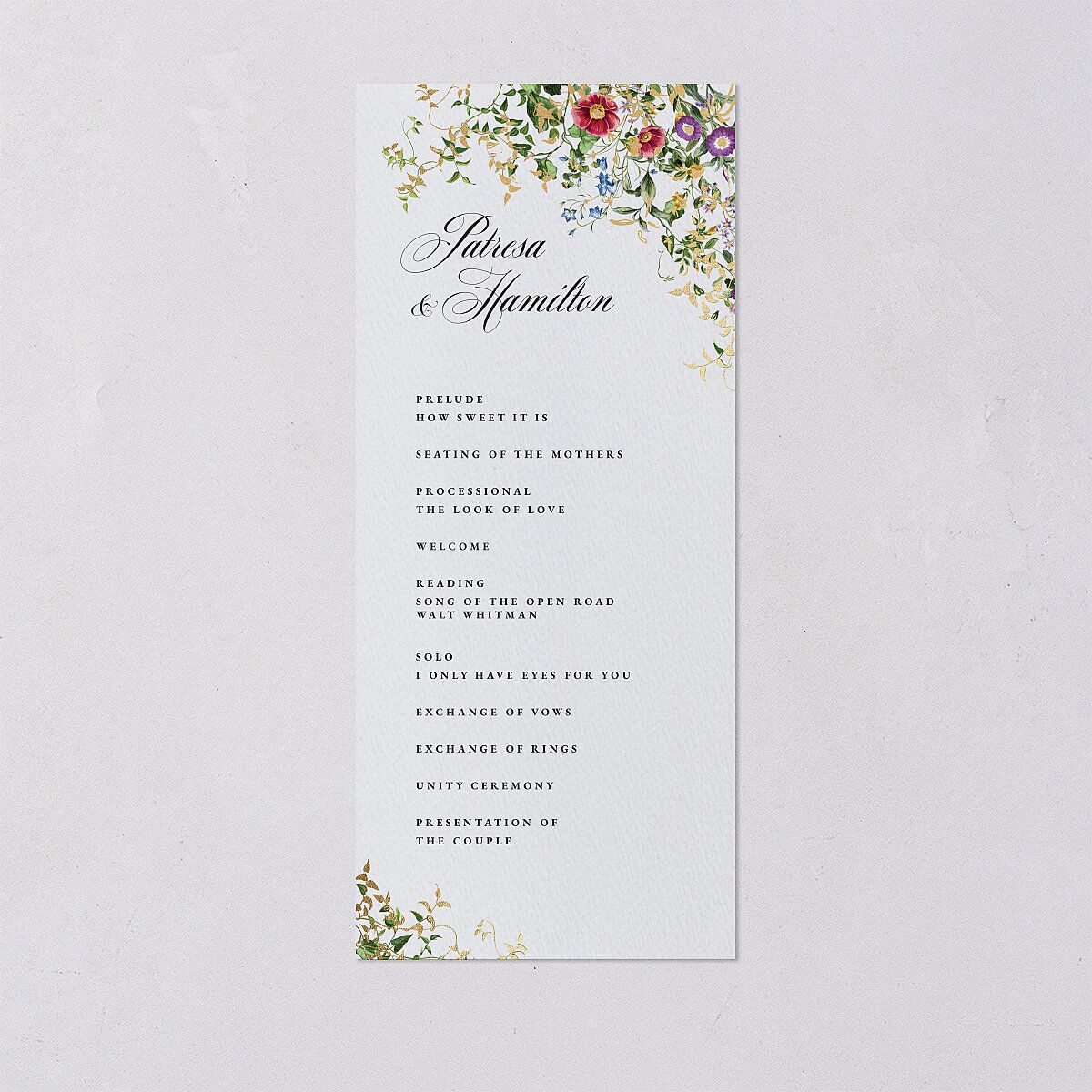 Opulent Garden Foil Wedding Programs — view 1