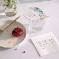 Elegant Hydrangea Bridal Shower Wedding Day Coasters Dusty Blue Cardboard Circle