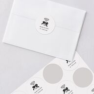 Classic Champagne with Bows Wedding Stickers Pure White Circle