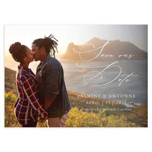 Romantic Roses Save The Date Cards Off-White Signature smooth Blank No Standard