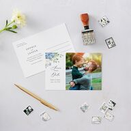 Gilded Hydrangea Save the Date Postcards Ocean