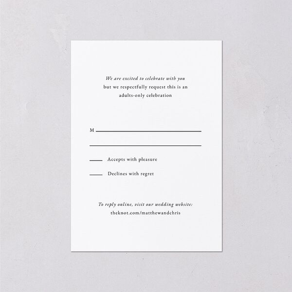 Classically Stated Wedding Response Cards Pure White Gold Signature