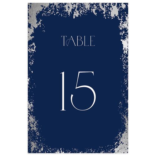 Metallic Edge Table Numbers Silver Navy Signature