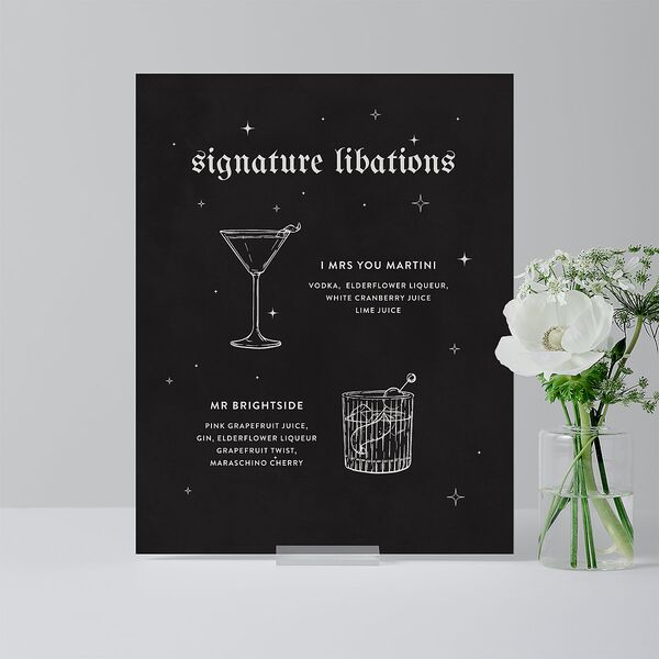 Moody Gothic Rose Standard Bar Tabletop Sign Small Midnight Standard Indoor Foam Core S Tabletop Bar