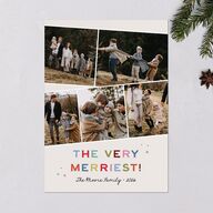 Very Merriest Retro Christmas Holiday Cards Linen Signature Blank Standard Landscape
