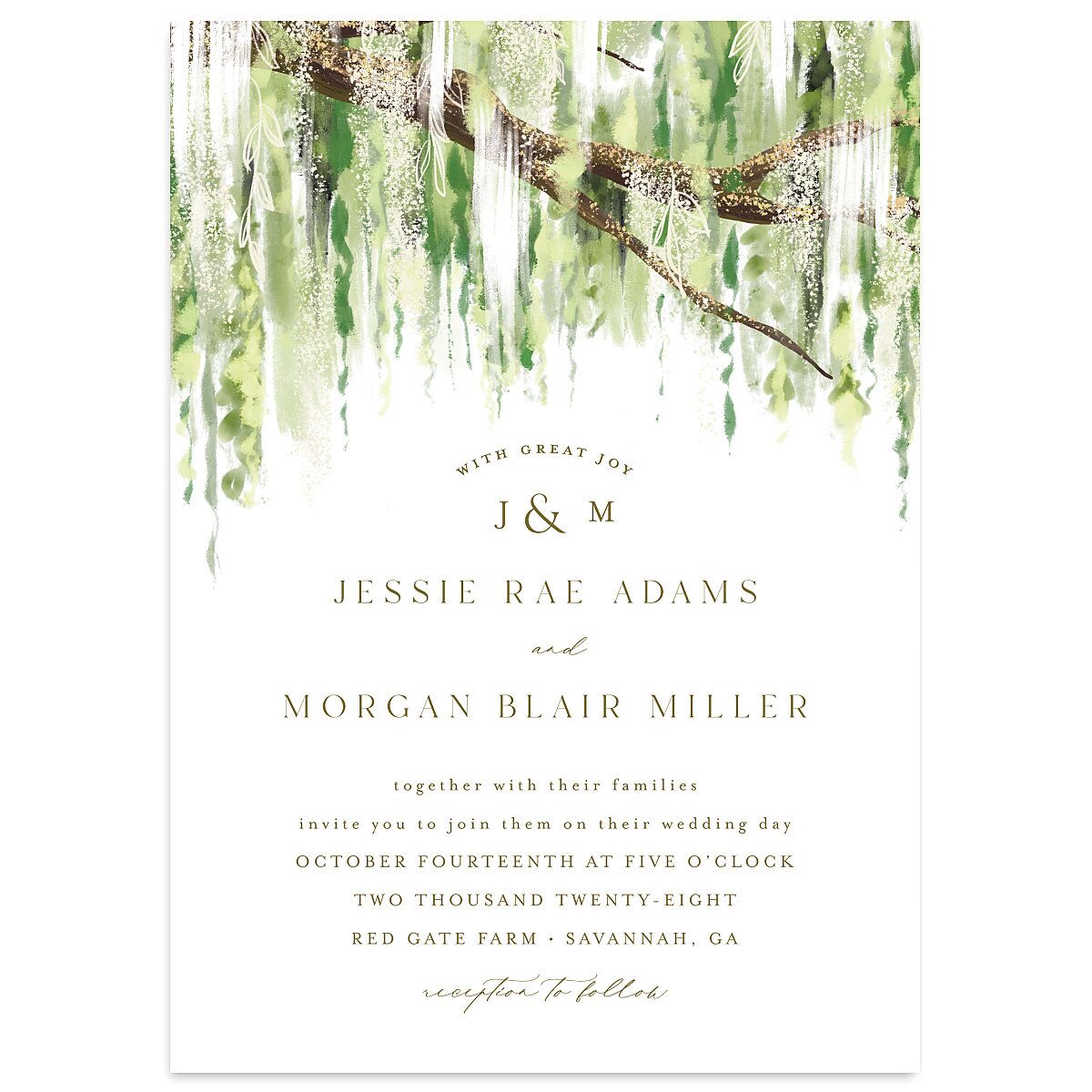 Southern Spanish Moss Wedding Invitations