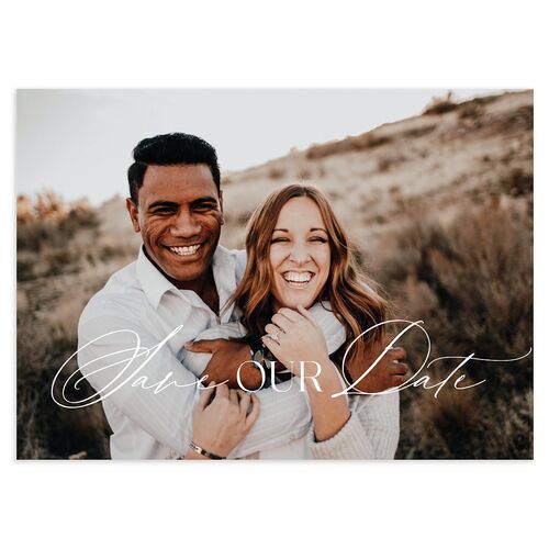 Timeless Wildflowers Save The Date Cards Dusty Blue Signature smooth Blank No Standard