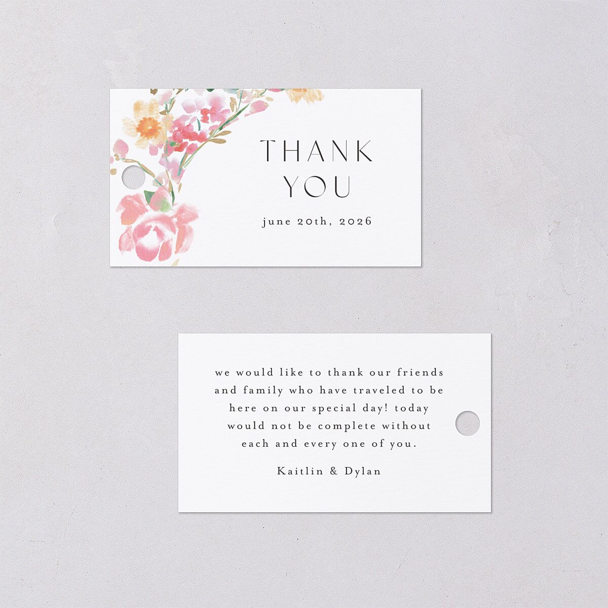 Pastel Flower Arch Favor Gift Tags Gold Pink Cotton Signature