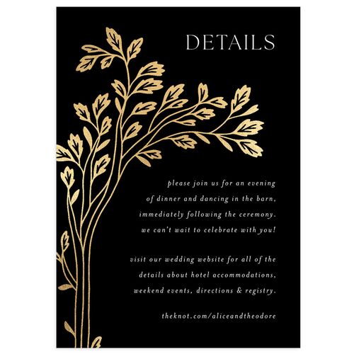 Arboretum Archway Foil Wedding Event Detail Cards Gold Licorice Signature Standard