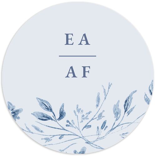 Timeless Floral Wedding Stickers Dusty Blue Circle