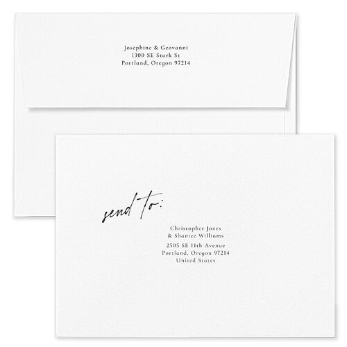 Contrast Type Save The Date Card Envelopes Charcoal Blue Recipient Address Signature Standard
