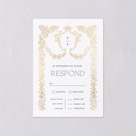 Baroque Border Wedding Response Cards Gold Pure White Signature