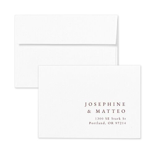Double Frame Wedding Response Card Standard Envelopes White Merlot Return Address Signature Standard