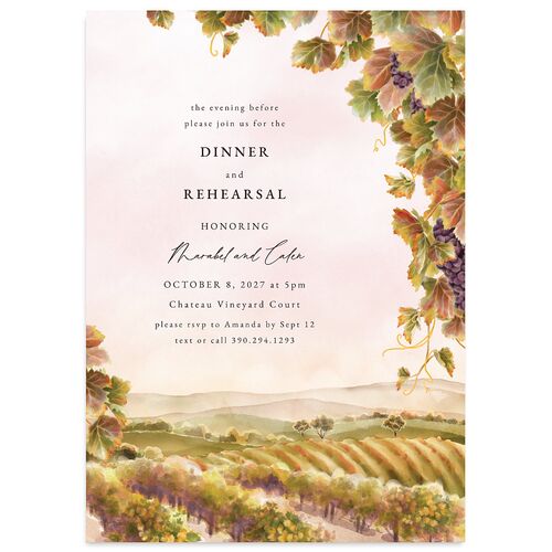 Romantic Vineyard Rehearsal Dinner Invitations Burgundy Signature Blank Standard