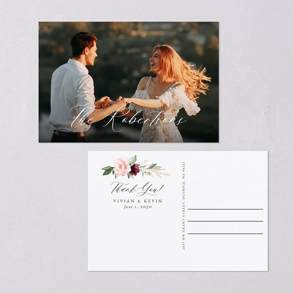 Beloved Floral Thank You Postcards Dark Berry
