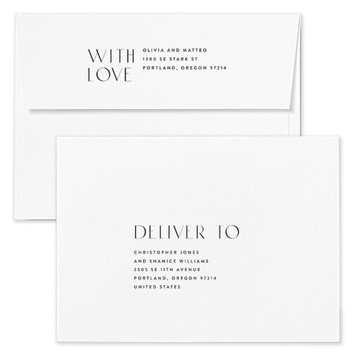 Boho Texture Wedding Invitation Envelopes White Off-White Both Recipient and Return Addresses Standard Signature