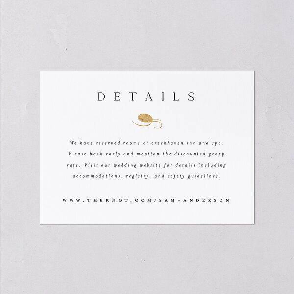 Flourishing Love Wedding Enclosure Cards Gold Pure White Signature