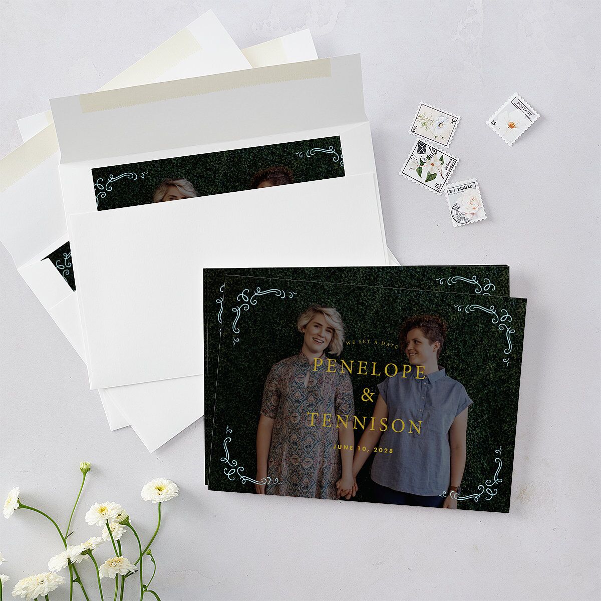 Cinematic Save the Date Cards Ultramarine Signature smooth Blank No