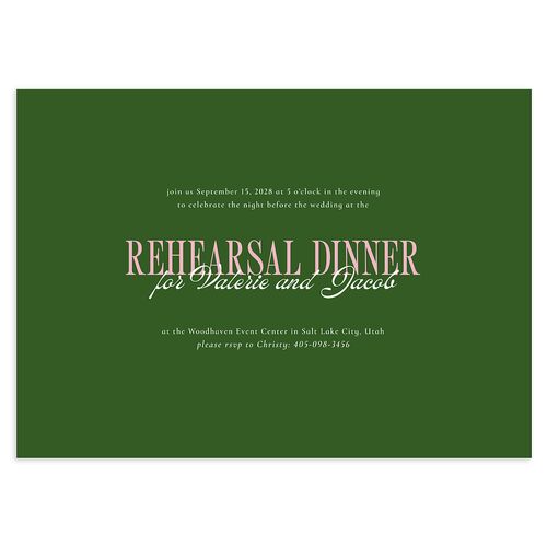 Wavy Frame Photo Rehearsal Dinner Invitations Scottish Green Signature Blank Standard