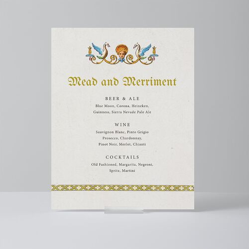 Medieval Renaissance Standard Bar Tabletop Sign Small Moss Standard Indoor Foam Core S Tabletop Bar