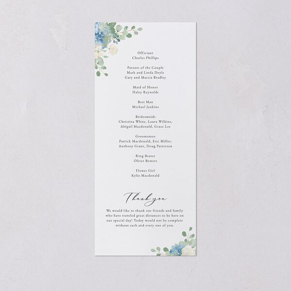 Gilded Hydrangea Wedding Programs Gold Ocean Signature