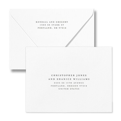 Classic Picture Series Thank You Card Euro Envelopes Hunter Green White Both Recipient and Return Addresses Luxe Signature