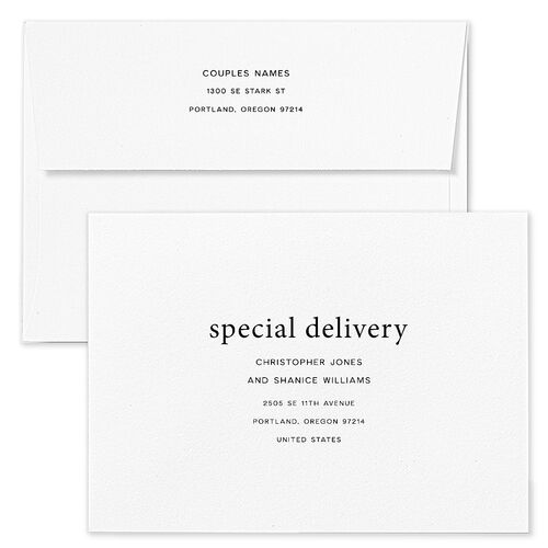 These Kids Save The Date Card Envelopes Pure White Blue Standard Both Recipient and Return Addresses Signature